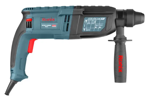 2700 دریل بتنکن 28 میلیمتری 850 وات 3 کیلویی 3 حالته رونیکس مدل 2700 +4 عدد مته+یک جفت زغال - تصویر 1